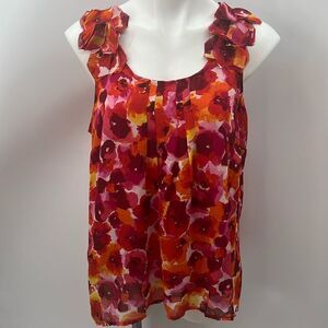 Cynthia Rowley large floral print bold color racerback tank